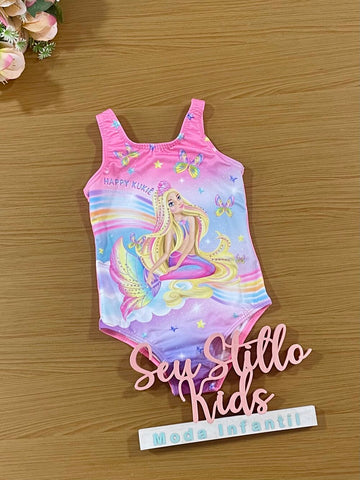 Maiô Infantil Kukie Verão Rosa Sereia