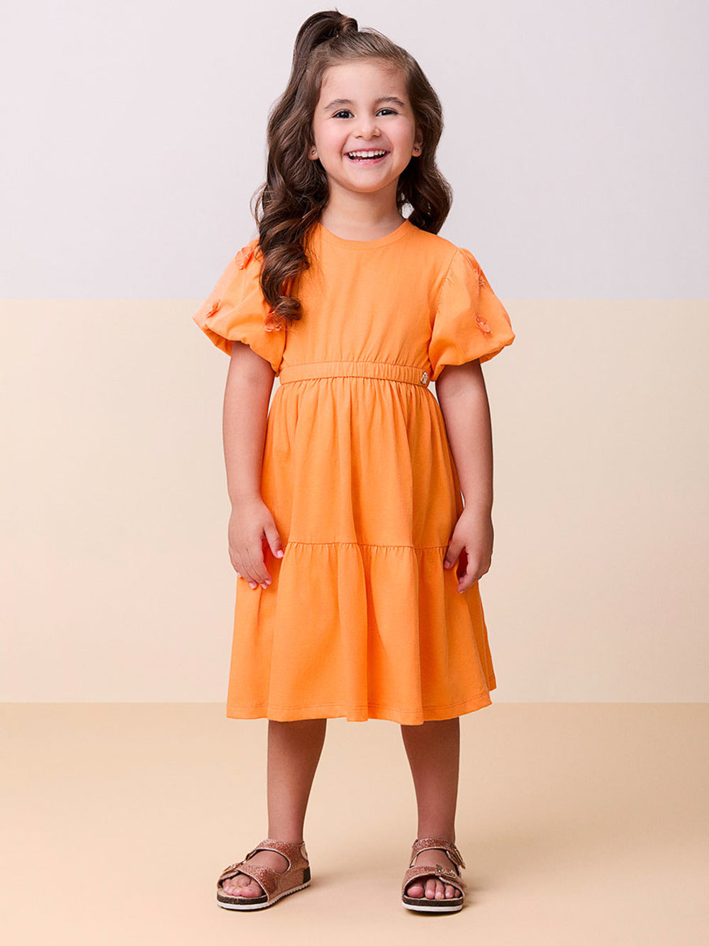 Vestido Infantil Momi Verão Laranja