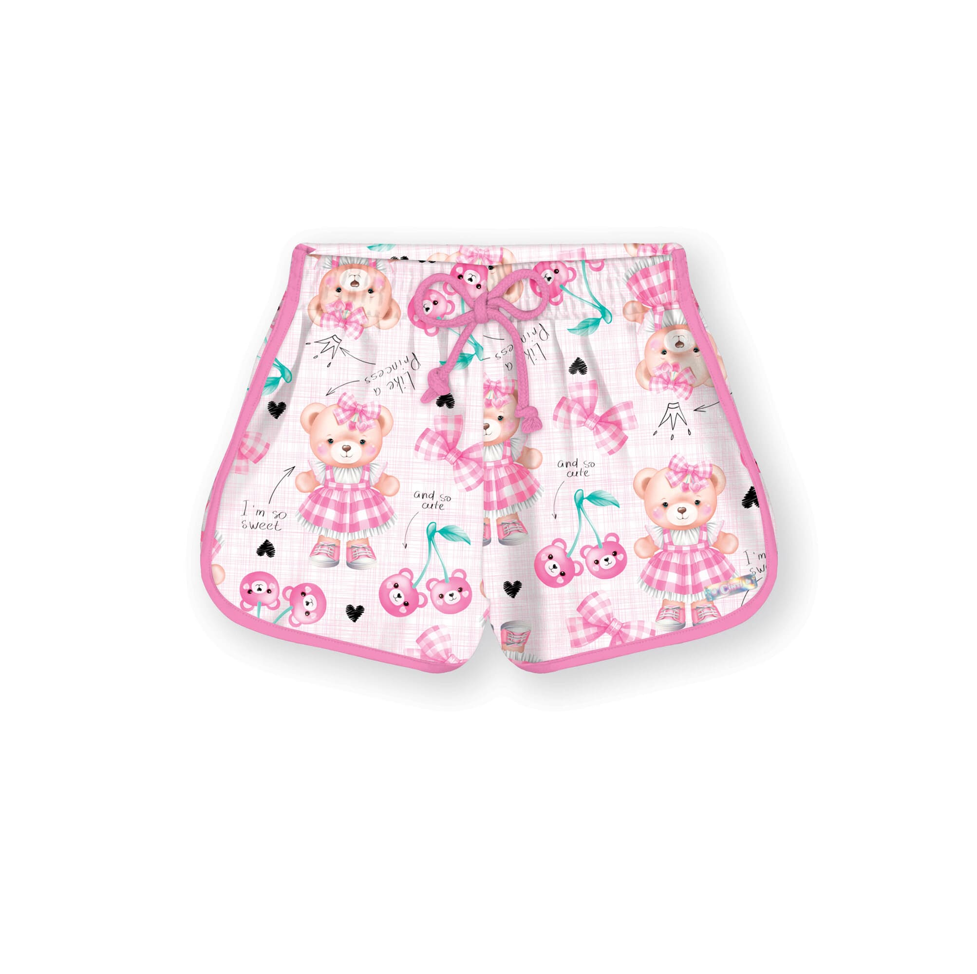 Shorts Infantil Cinti Verão Rosa Ursinha