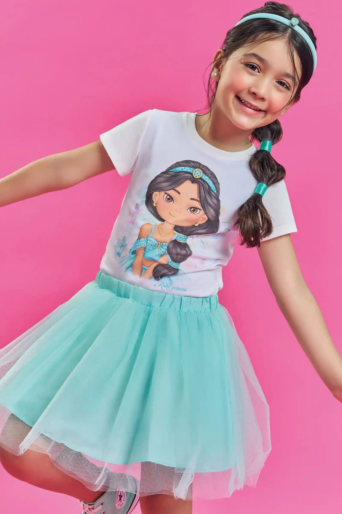 Blusa Infantil Kukiê Verão Branca Princesa Jasmine