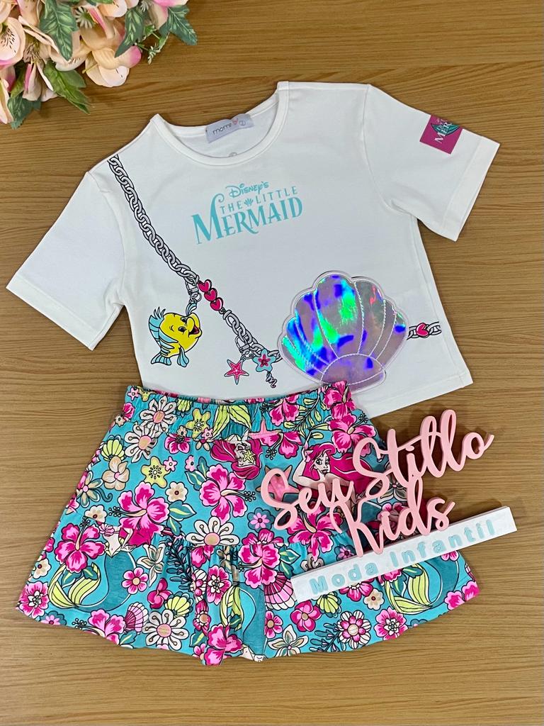 Conjunto Infantil Momi Verão Com Saia e Blusa Pequena Sereia