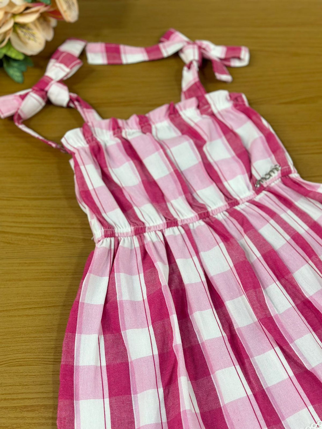 Vestido Infantil Momi Verão Xadrez Rosa