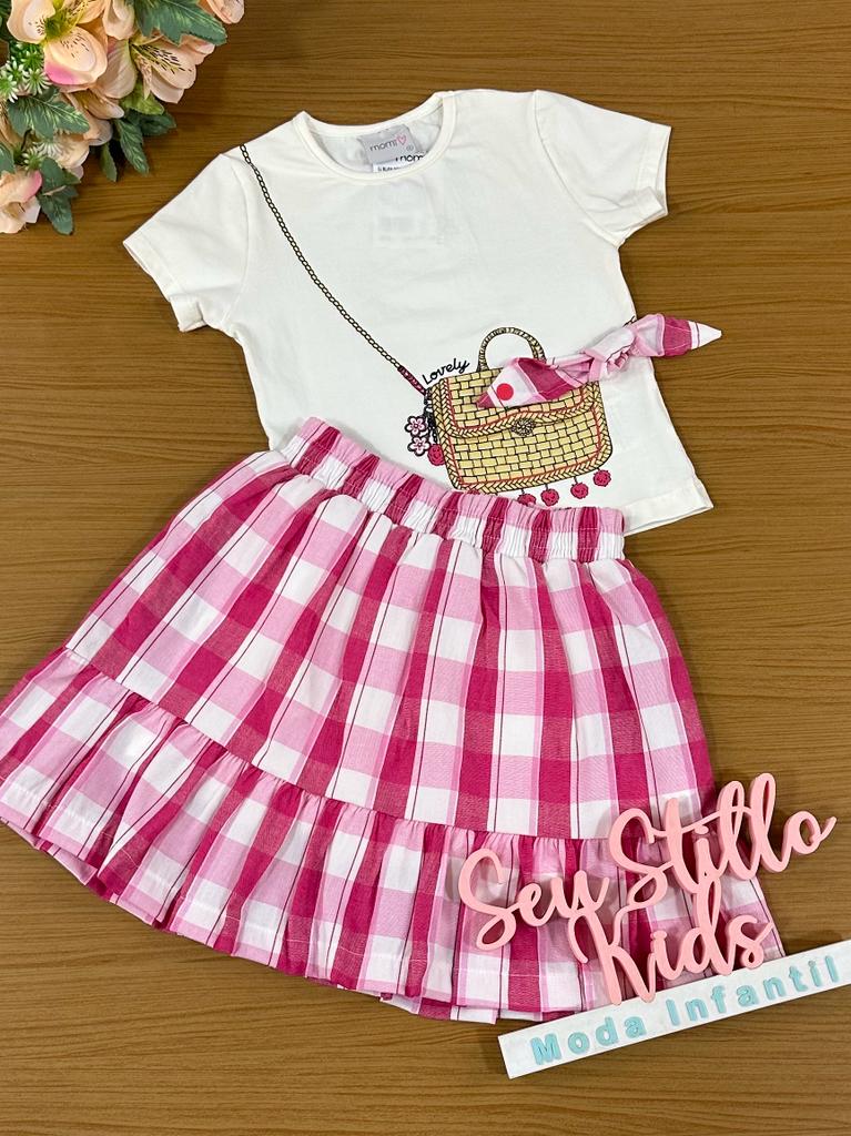 Conjunto Infantil Momi Verão Com Saia e Blusa Bolsinha