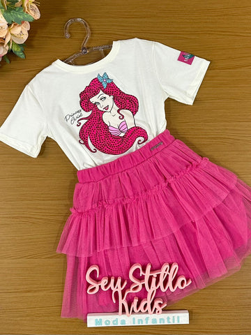 Conjunto Infantil Momi Verão Com Saia e Blusa Ariel