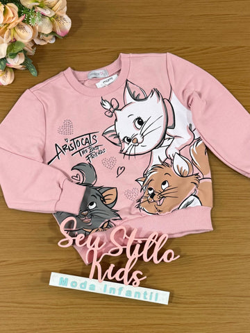 Moletom Infantil Momi Inverno Rosa Gatinha Marie Disney
