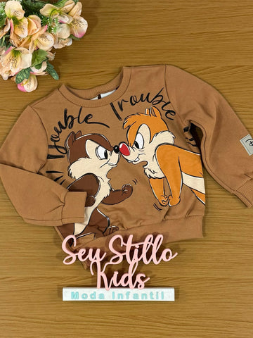 Moletom Infantil Momi Inverno Flanelado Tico e Teco Disney