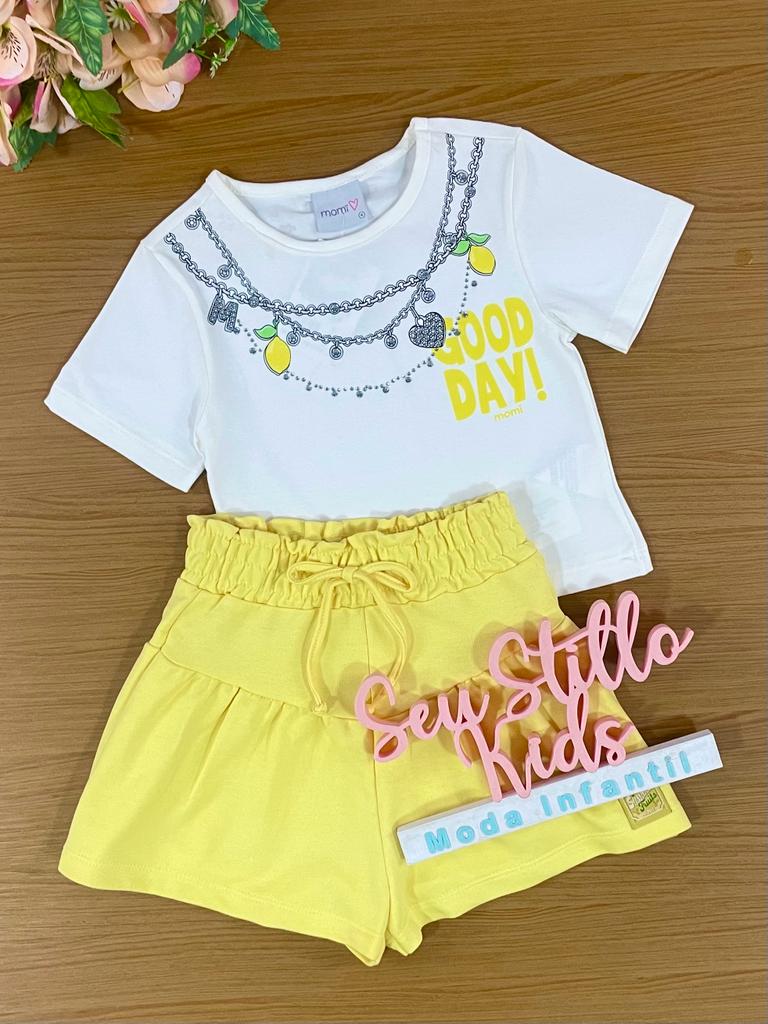 Conjunto Infantil Momi Verão Com Shorts e blusa Limão
