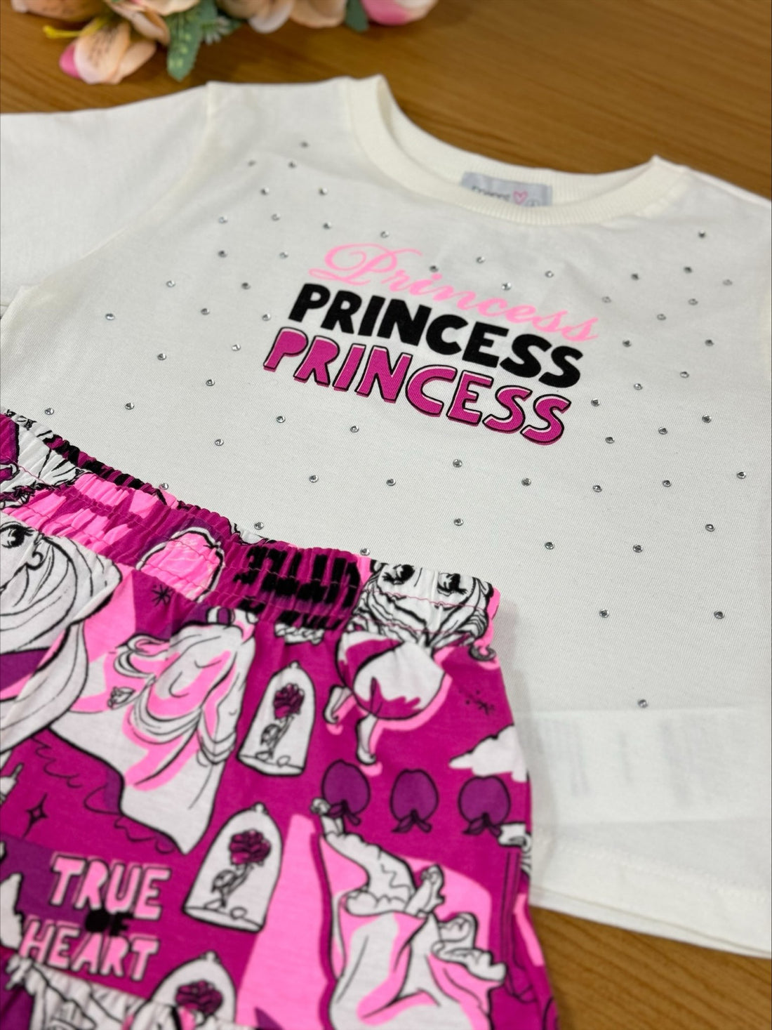 Conjunto Infantil Momi Inverno Saia e Blusa Manga Curta Princesas