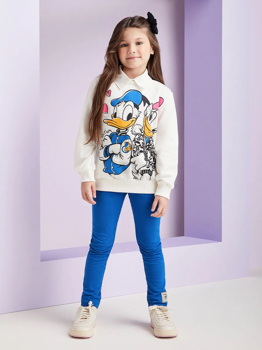 Conjunto Infantil Momi Inverno Legging Azul e Moletom Pato Donald e Margarida Disney