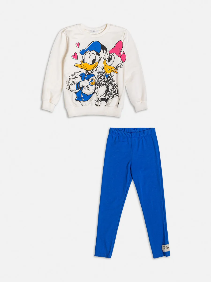 Conjunto Infantil Momi Inverno Legging Azul e Moletom Pato Donald e Margarida Disney