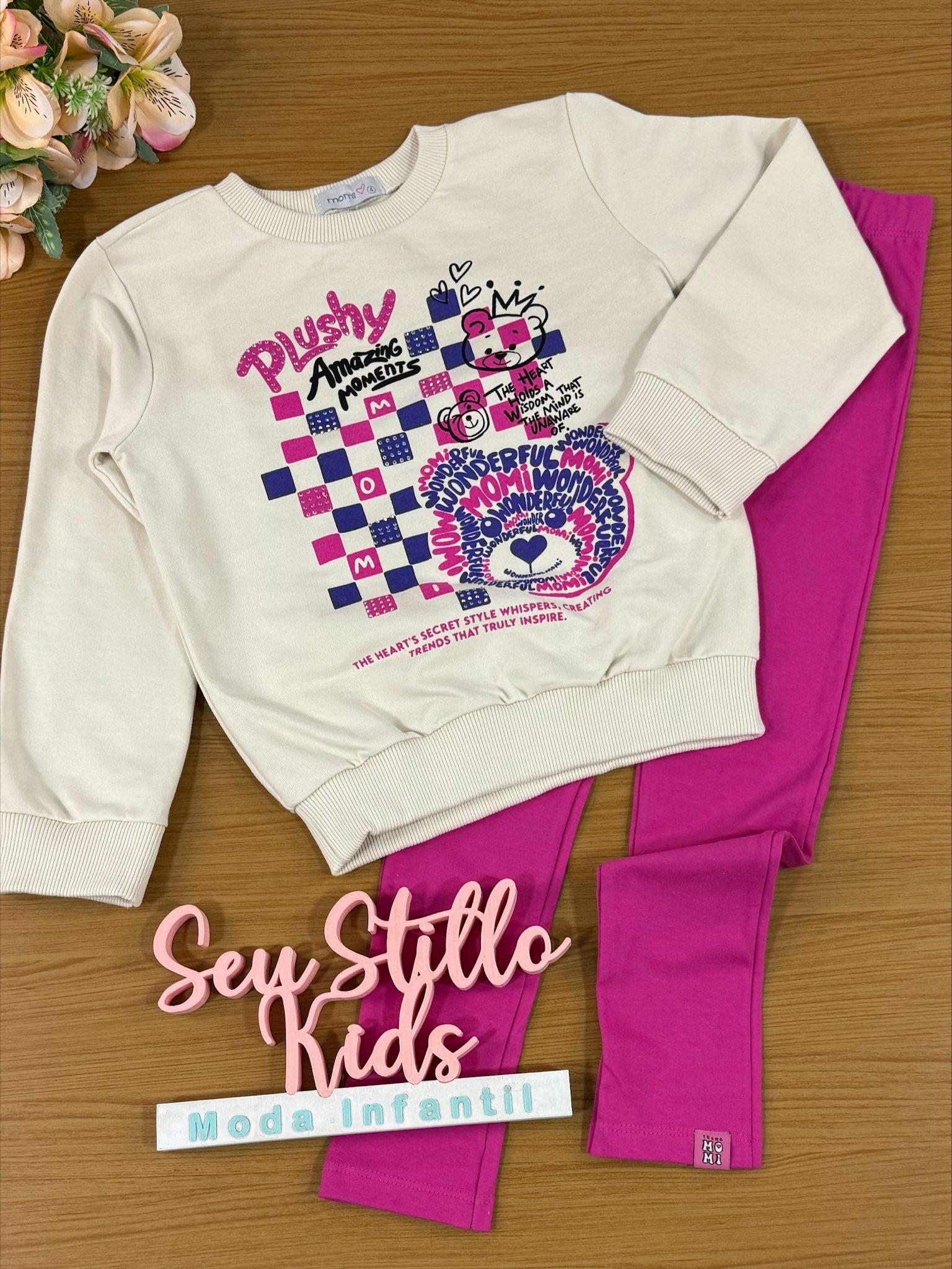 Conjunto Infantil Momi Inverno Legging e Moletom Ursinho