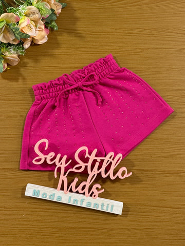 Shorts Infantil Momi Verão Rosa Brilho