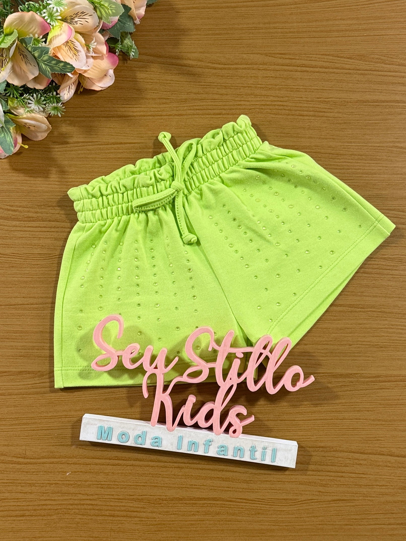 Shorts Infantil Momi Verão Verde Brilho