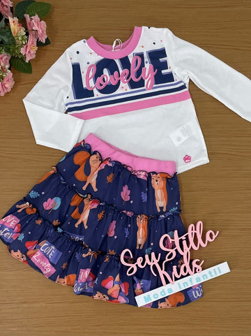 Conjunto Mon Sucré Inverno com Saia Love Esquilinhos