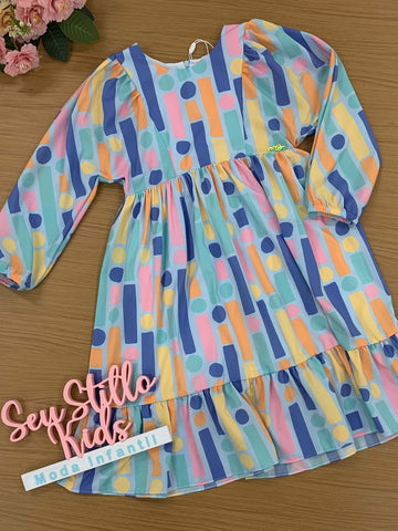 Vestido Infantil Mon Sucré Inverno Midi Pintura