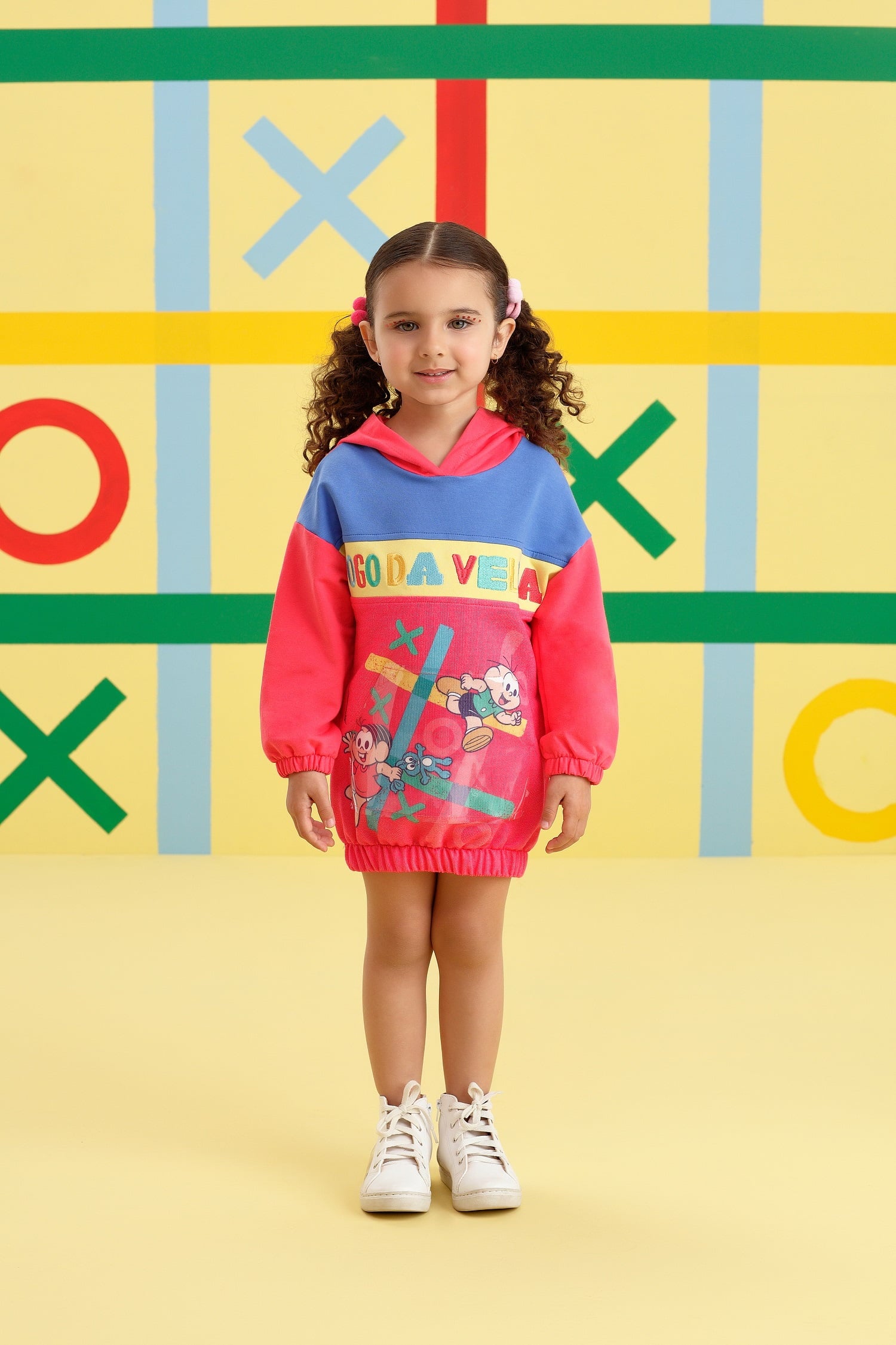 Vestido Infantil Mon Sucré Turma da Mônica Jogo da Velha