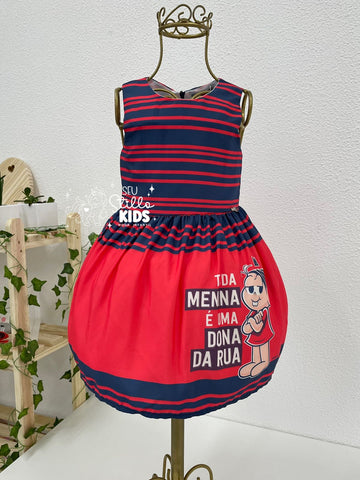 Vestido Infantil Mon Sucré Turma da Mônica Vermelho Dona da Rua