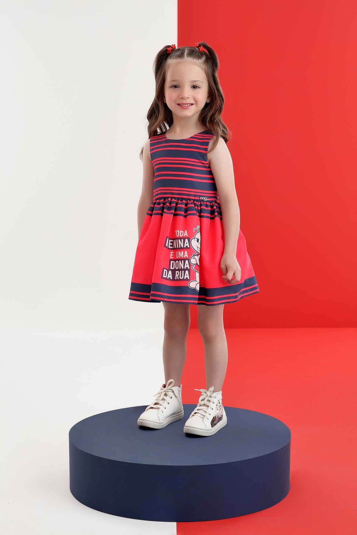 Vestido Infantil Mon Sucré Turma da Mônica Vermelho Dona da Rua