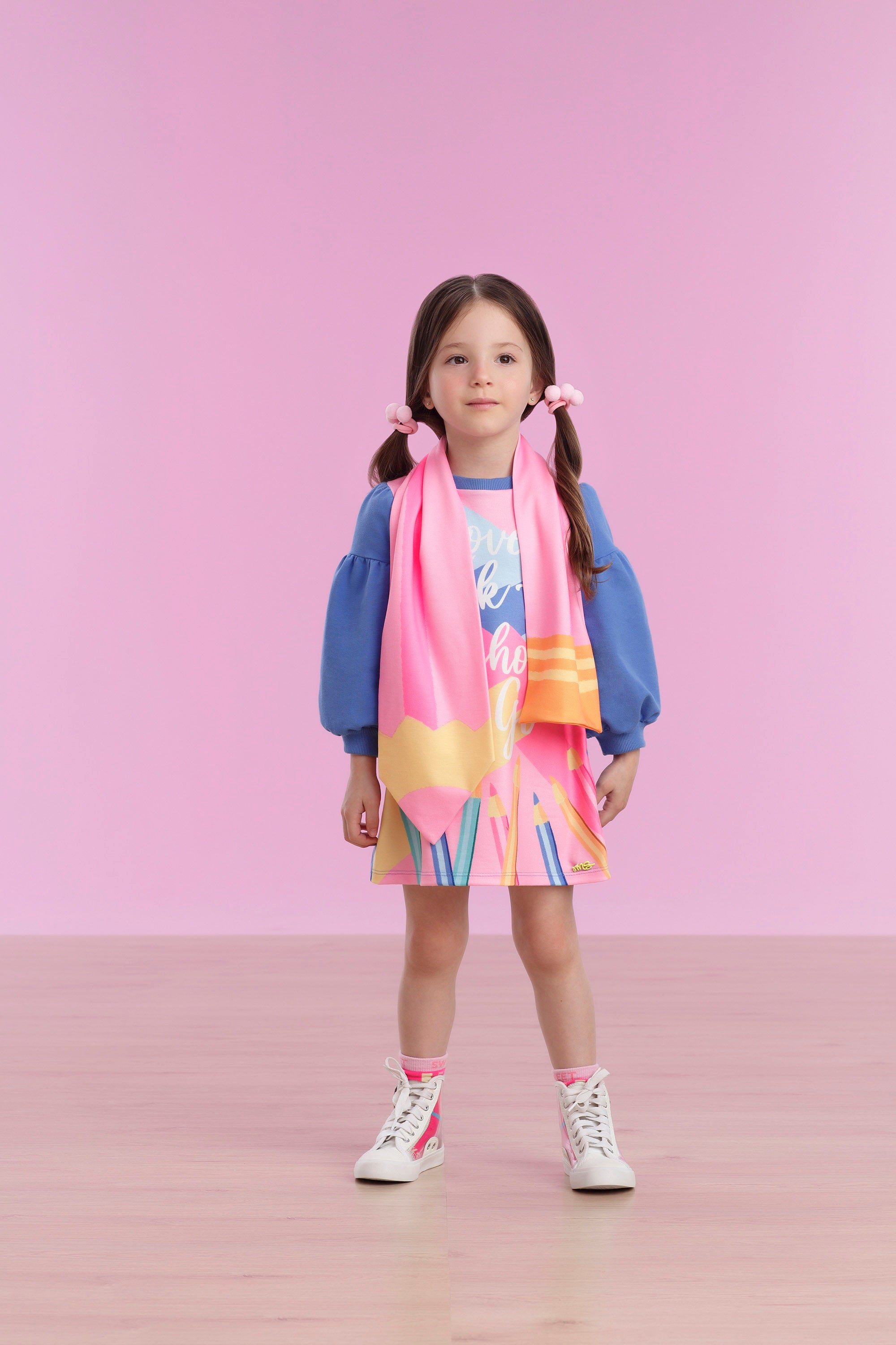 Vestido Mon Sucré Inverno School com Cachecol