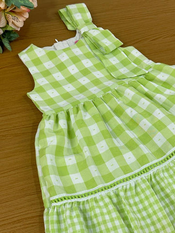 Vestido Infantil Momi Verão Xadrez Verde
