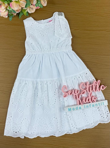 Vestido Infantil Momi Verão Branco Laise