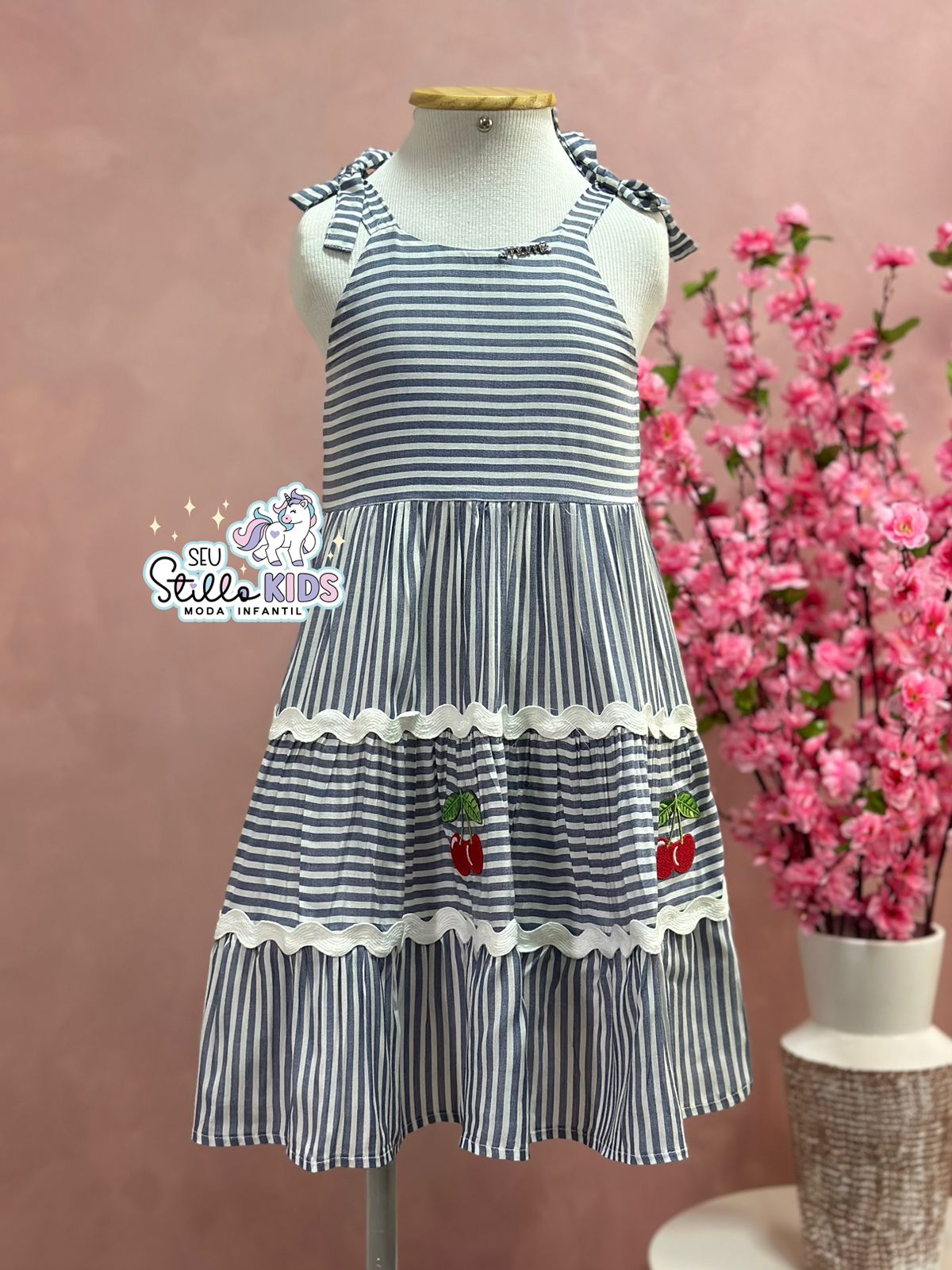 Vestido Infantil Momi Verão Cerejinha