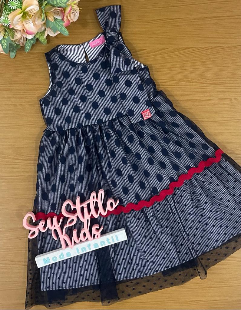 Vestido Infantil Momi Verão Poá com Tule
