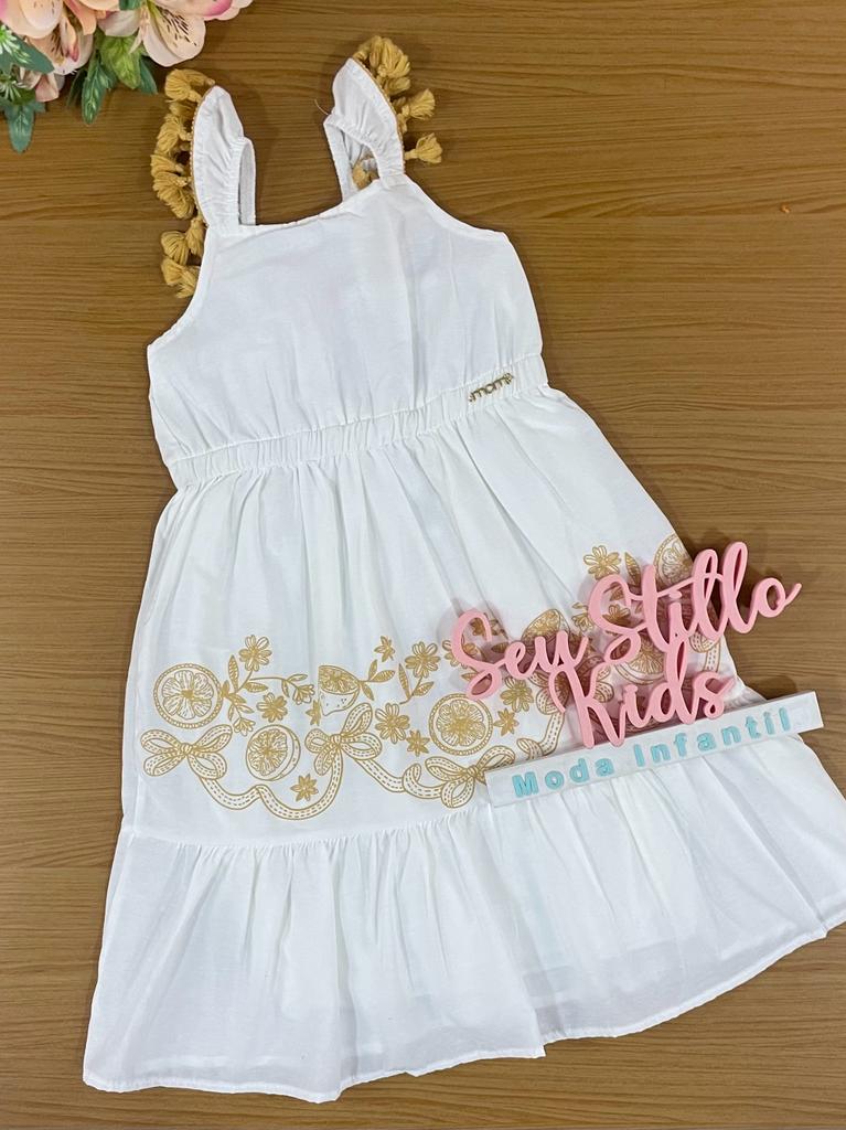 Vestido Infantil Momi Verão Branco Flores