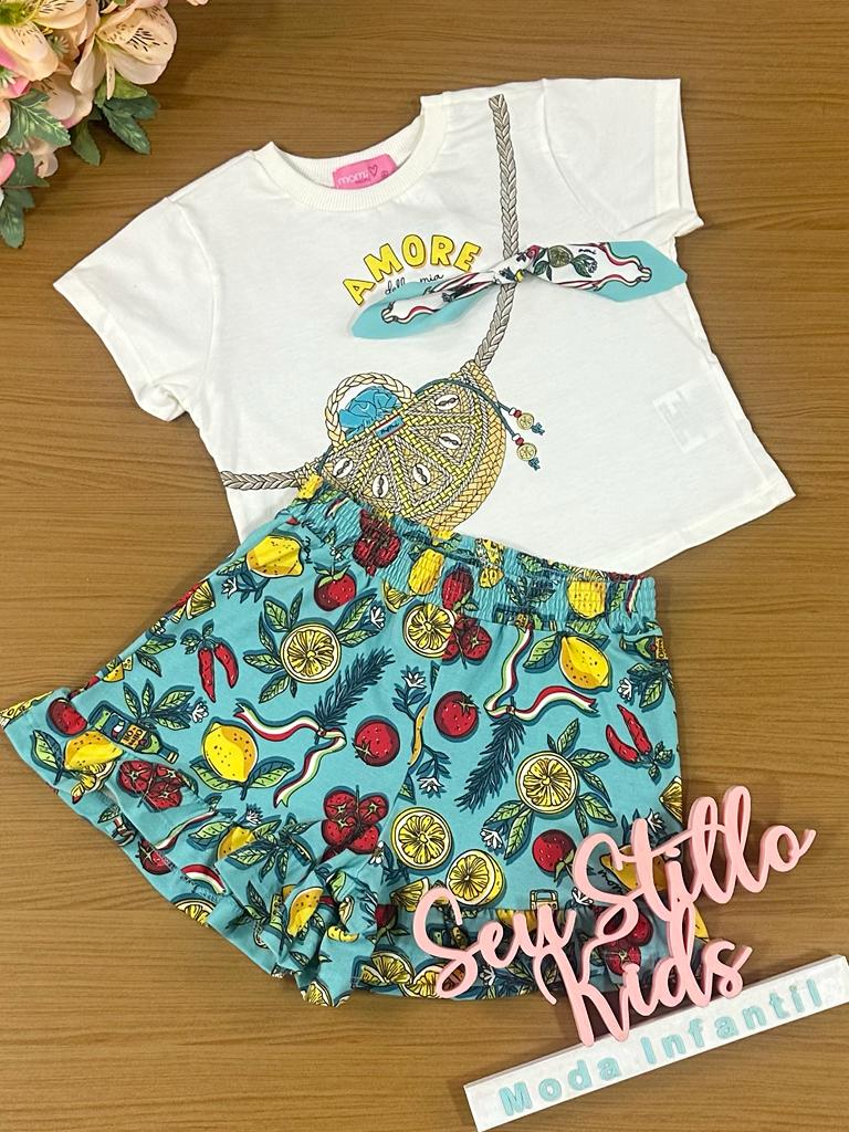 Conjunto Infantil Momi Verão Com Shorts e Blusa Legumes