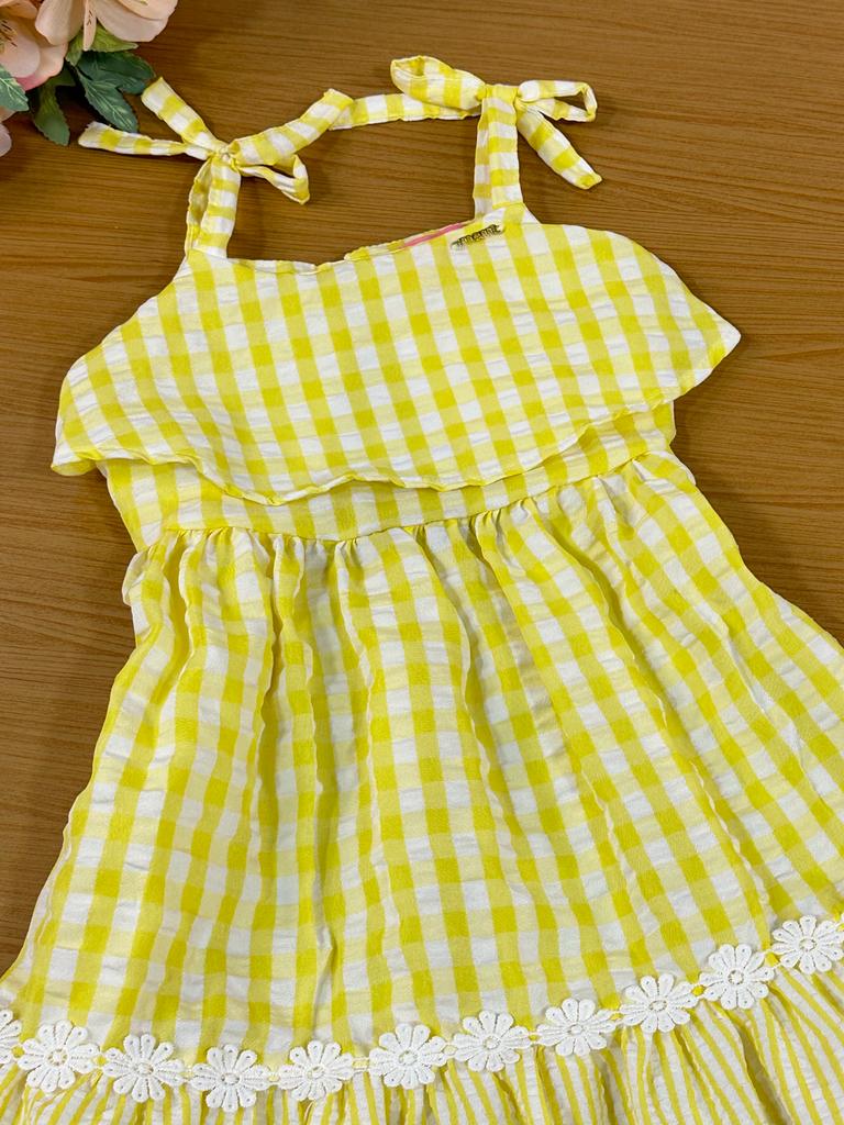 Vestido Infantil Momi Verão Xadrez Amarelo