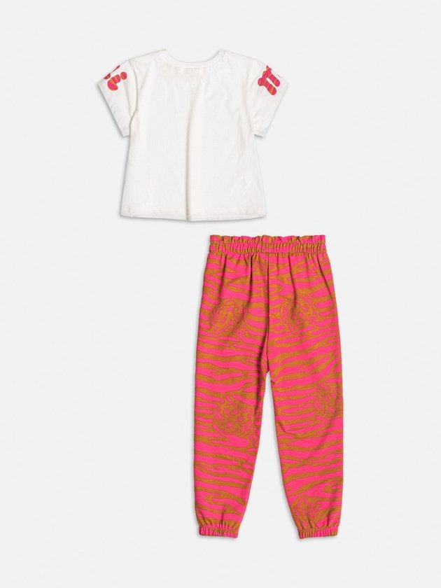 Conjunto Infantil Momi Inverno Calça Rosa Tigre e Blusa Manga Curta