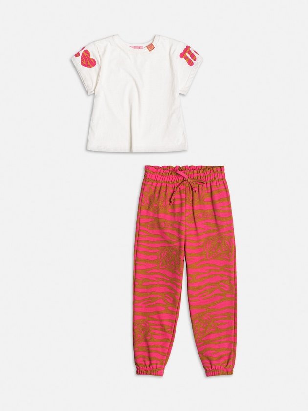 Conjunto Infantil Momi Inverno Calça Rosa Tigre e Blusa Manga Curta