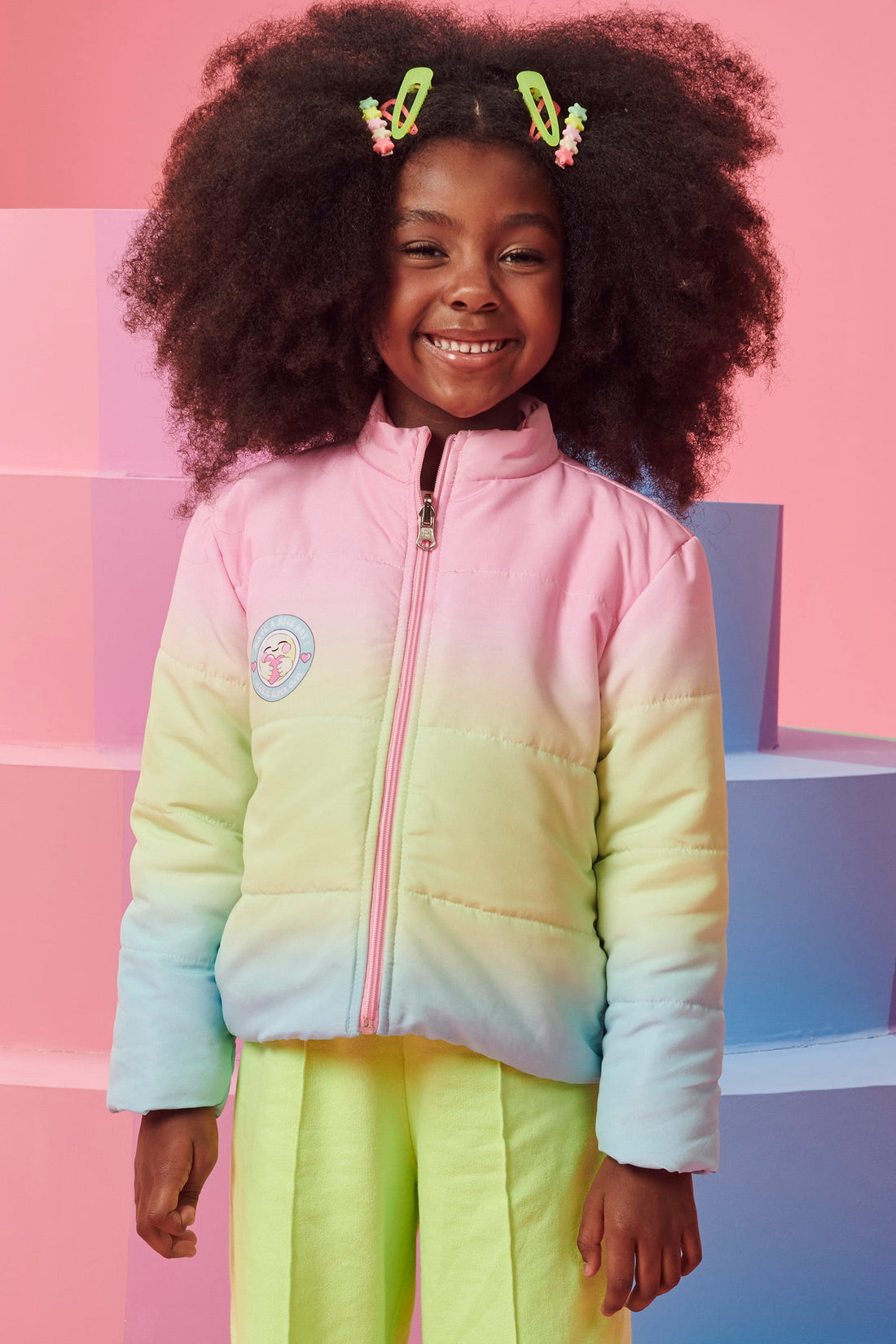 Jaqueta Infantil Kukie Inverno Puffer Tie Dye