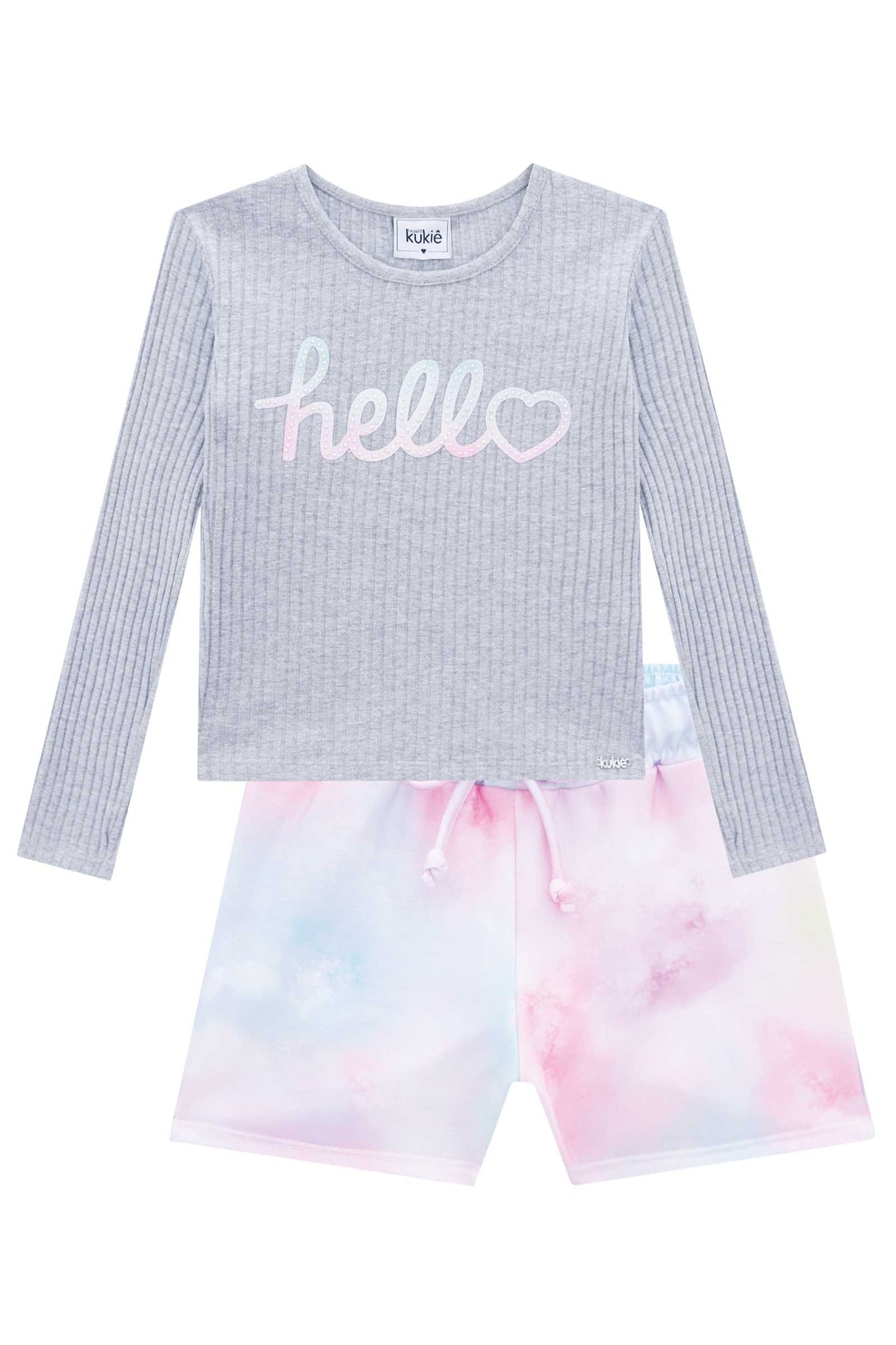 Conjunto Kukie Inverno com Shorts Hello Tie Dye