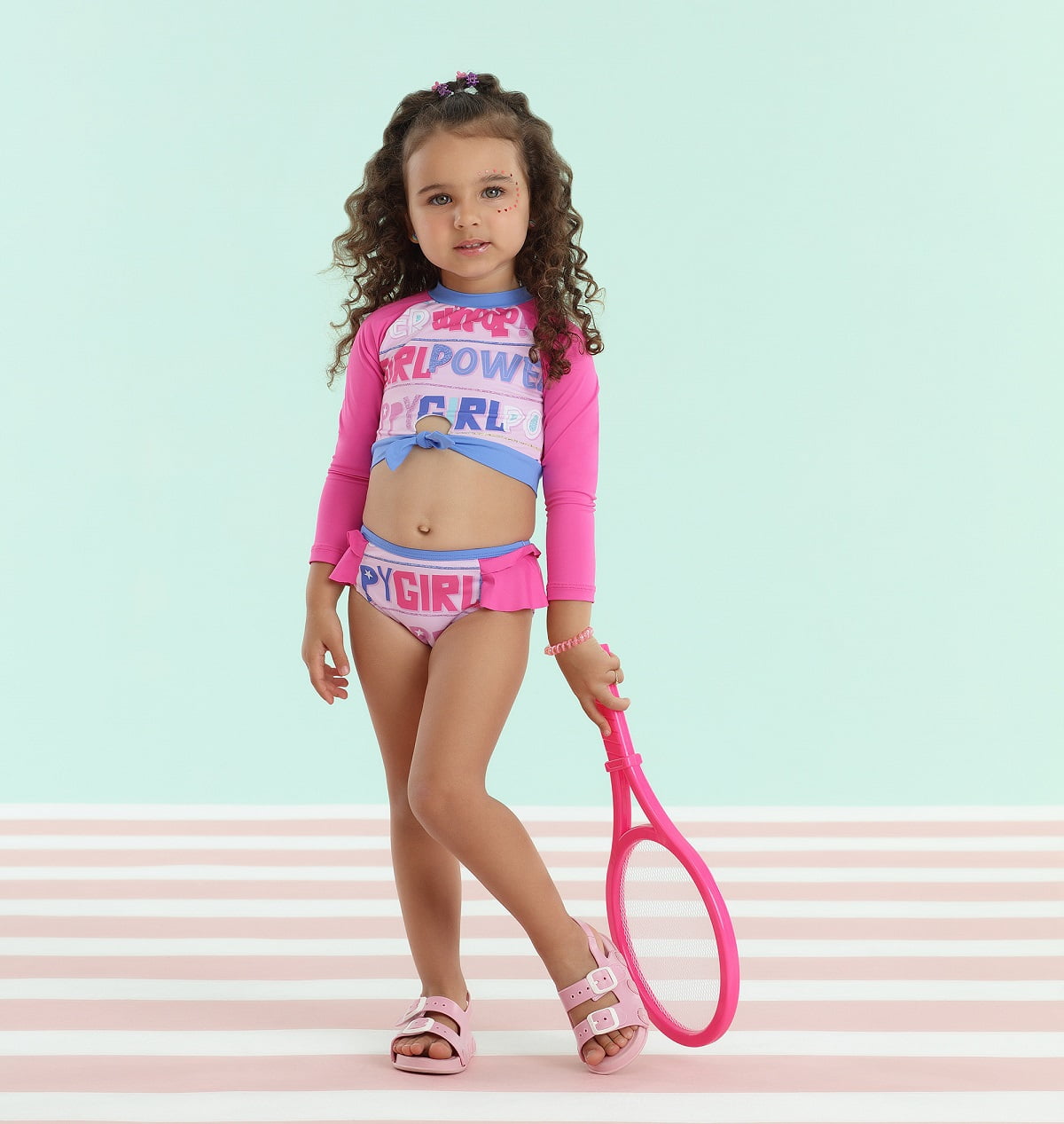 Biquini Mon Sucre com Blusa Manga Longa Rosa Girl