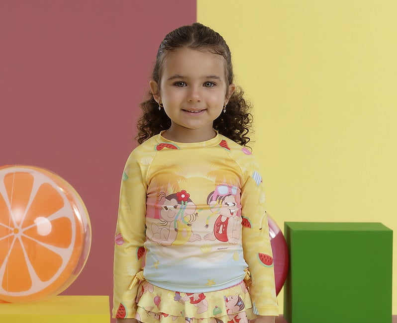 Blusa com Proteção Solar Mon Sucre Turma da Monica Amarela