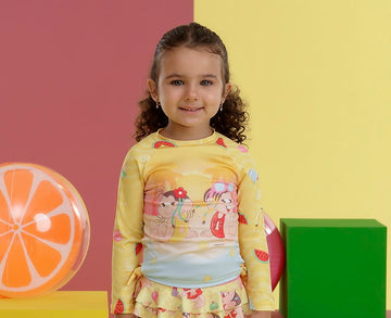 Blusa com Proteção Solar Mon Sucre Turma da Monica Amarela