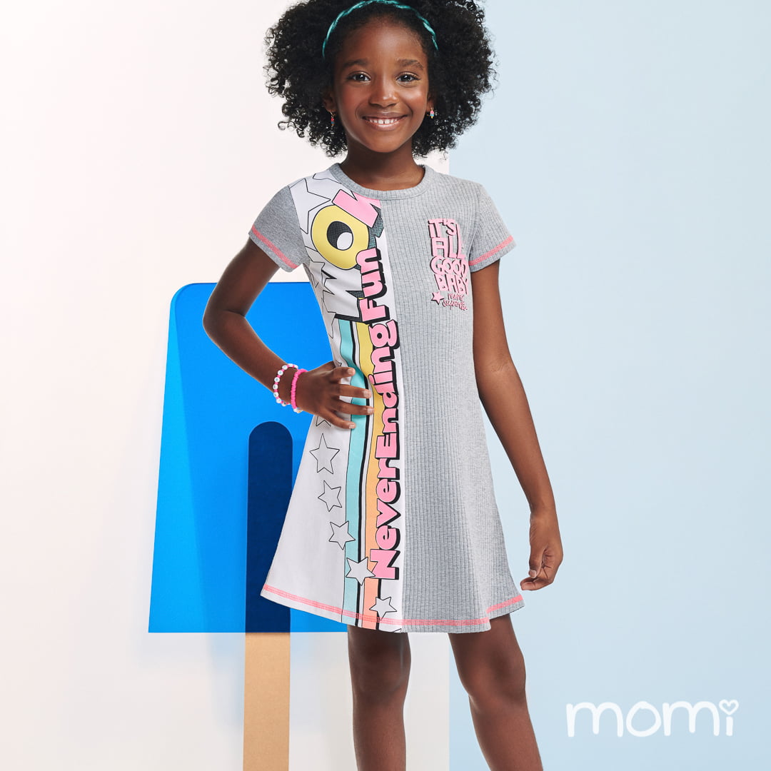 Vestido Momi Verão Cinza Superstar