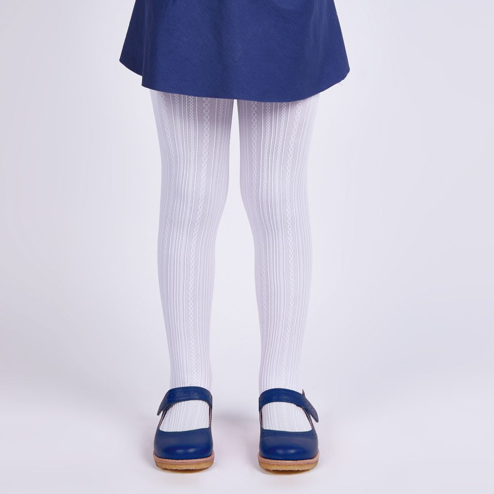 Meia Calça Infantil Lobinha Lupo Tricô  Fio 70 Branca