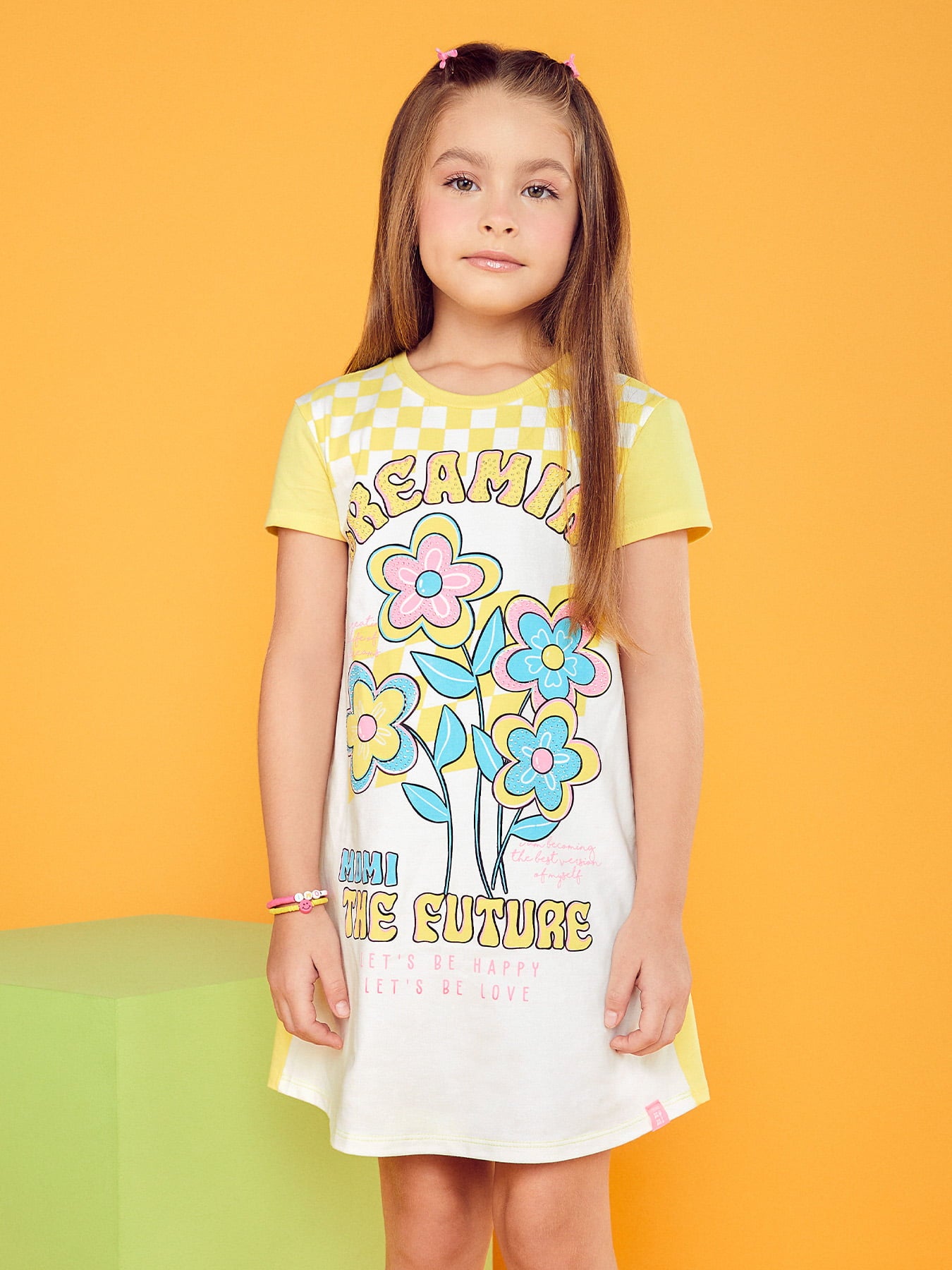 Vestido Infantil Momi Verão Amarelo Dreaming