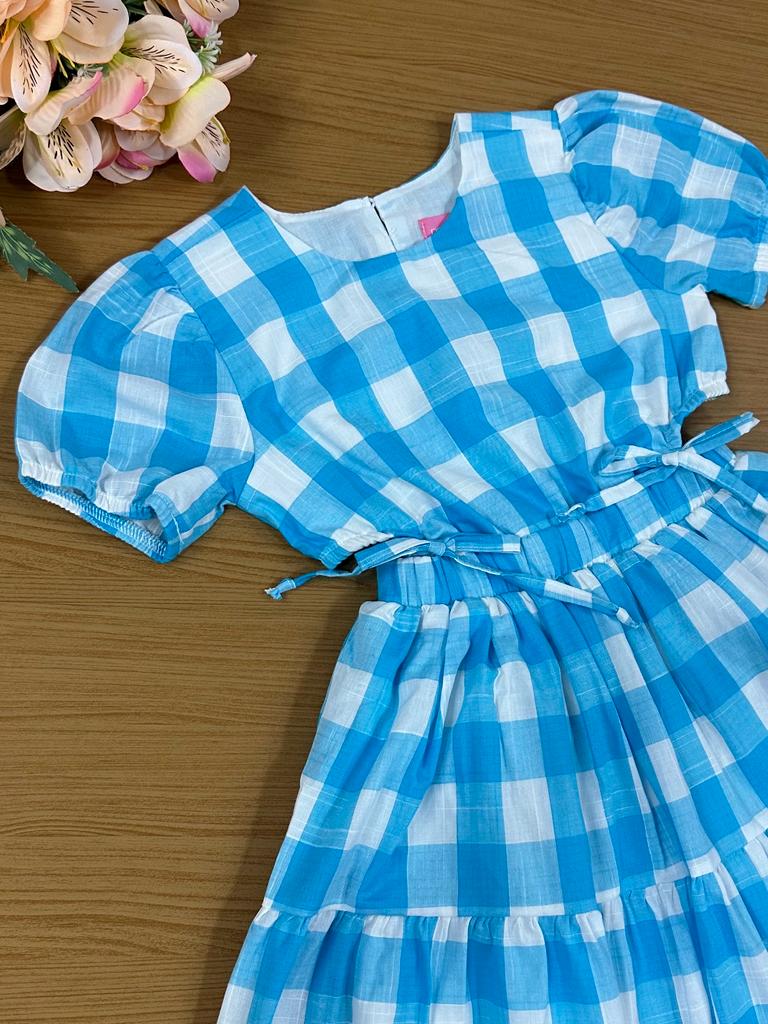 Vestido Infantil Momi Verão Xadrez Azul