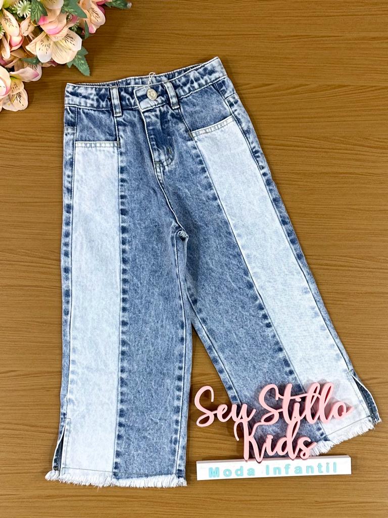 Calça Wide Leg Infantil Mon Sucré Inverno Jeans