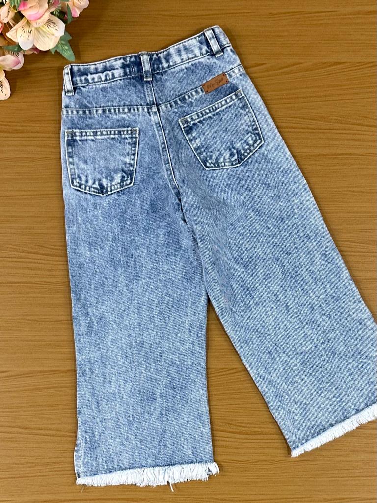 Calça Wide Leg Infantil Mon Sucré Inverno Jeans