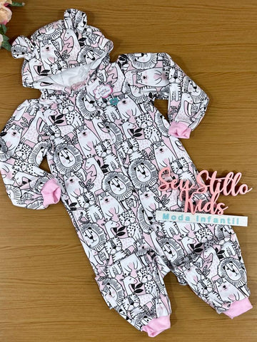 Pijama Macacão infantil Mon Sucré Inverno Zoo