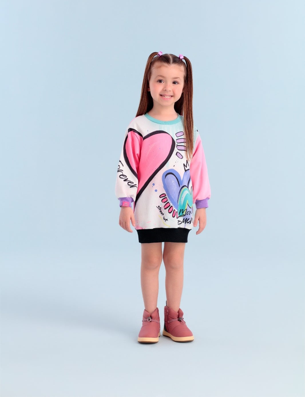 Vestido Infantil Mon Sucré Inverno Moletom Art