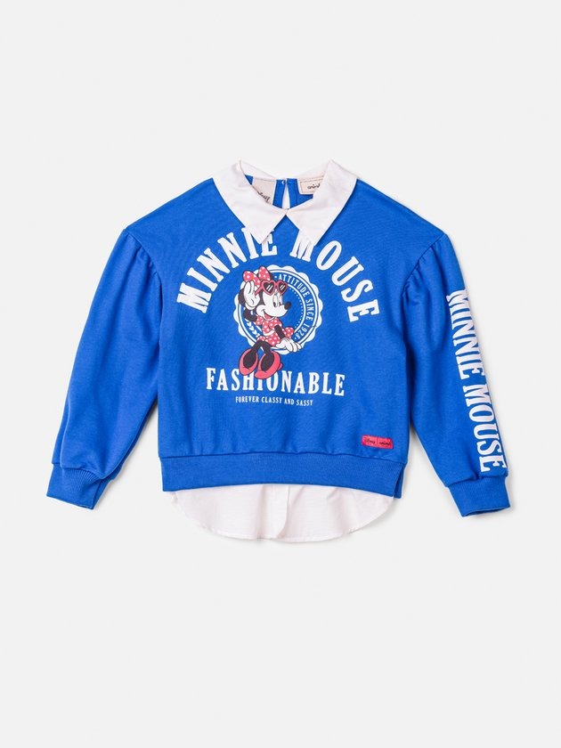 Moletom Infantil Animê Inverno Sem Flanela Minnie Azul Disney