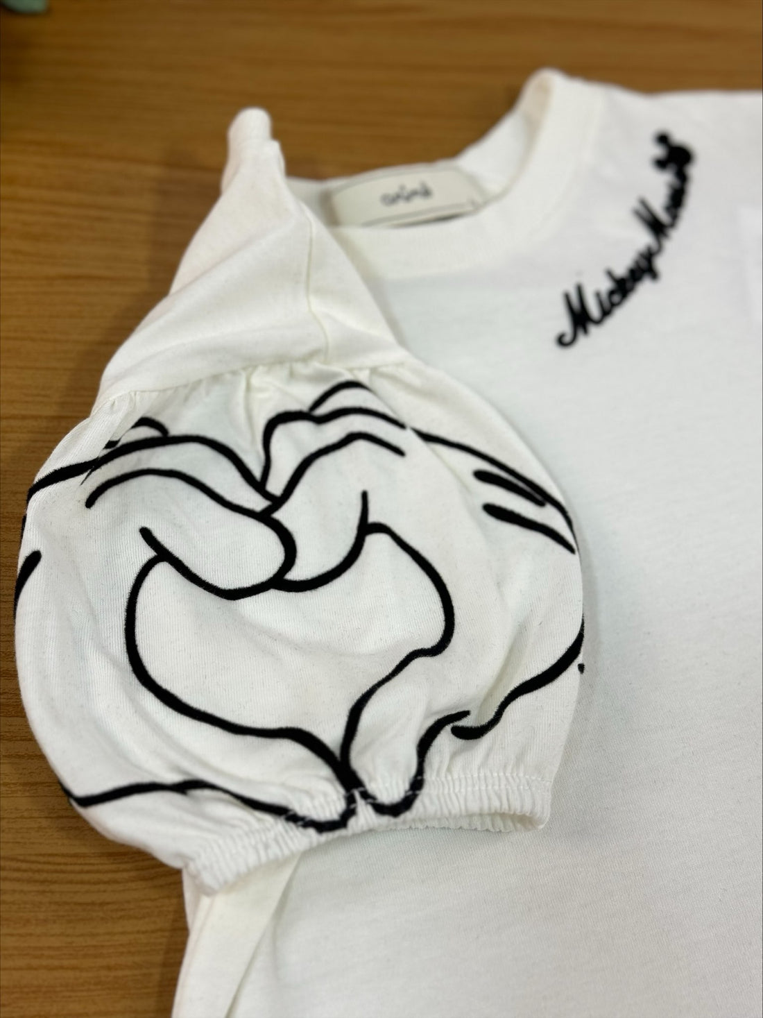 Blusa Infantil Animê Inverno Manga Curta Off White Mickey Disney
