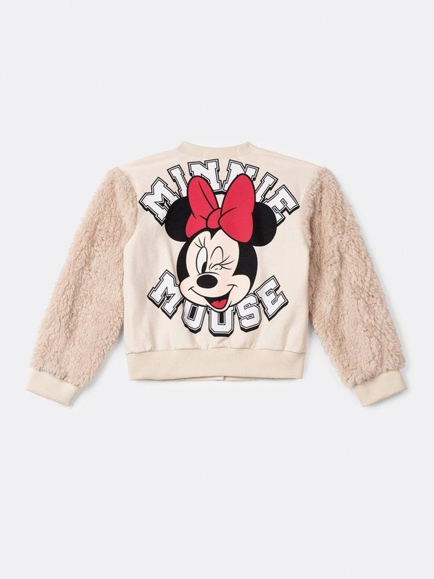 Moletom Infantil Animê Inverno Sem Flanela Minnie Bege Disney