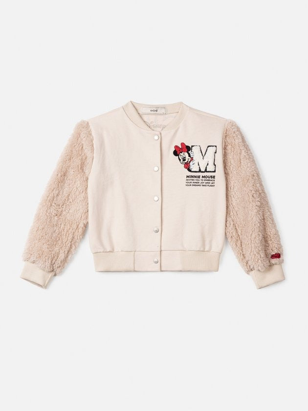 Moletom Infantil Animê Inverno Sem Flanela Minnie Bege Disney