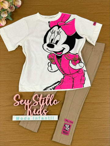 Conjunto Infantil Animê Inverno Legging e Blusa Minnie Disney